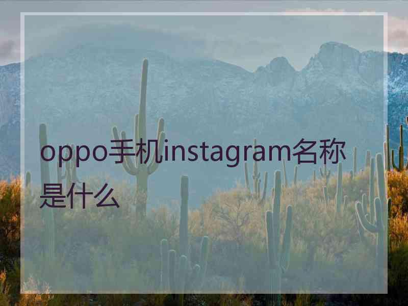 oppo手机instagram名称是什么