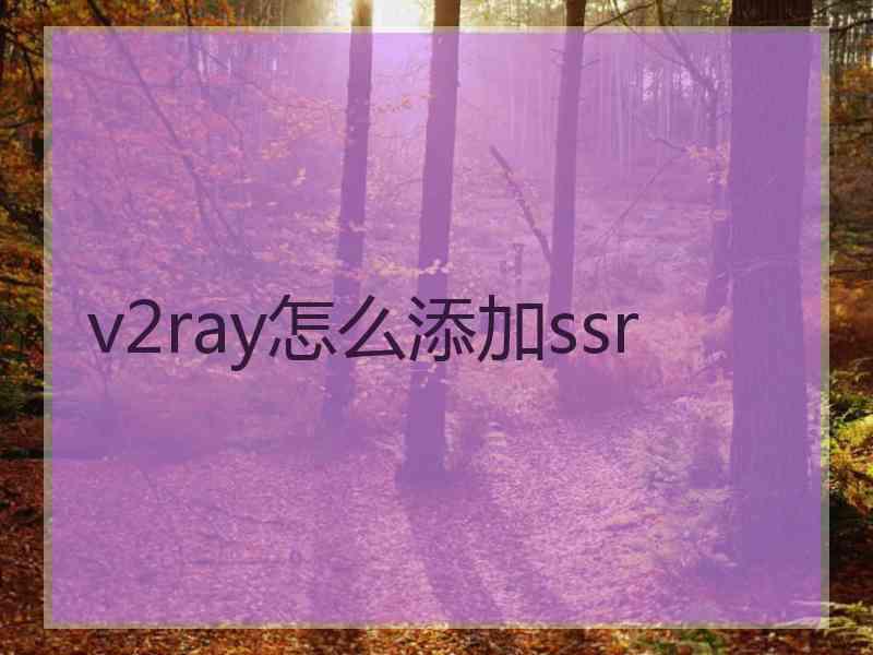 v2ray怎么添加ssr