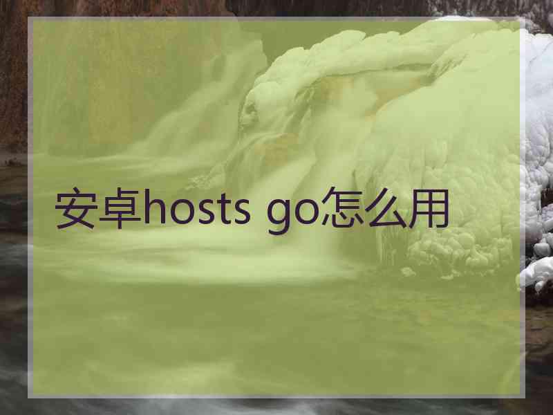 安卓hosts go怎么用