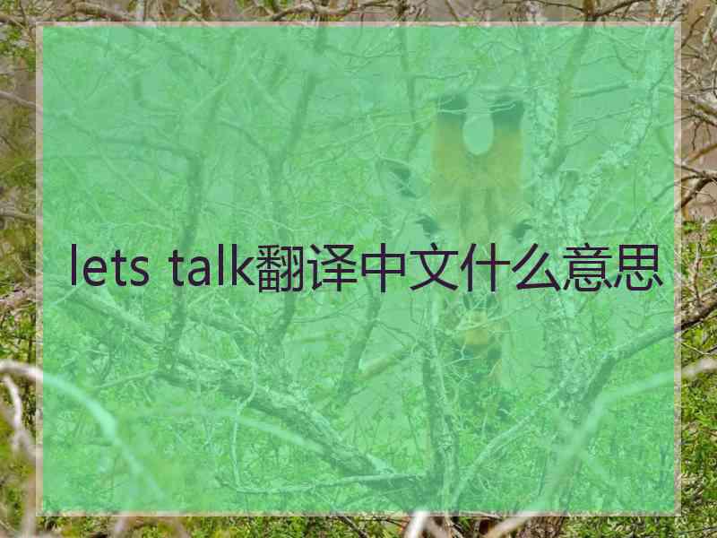 lets talk翻译中文什么意思