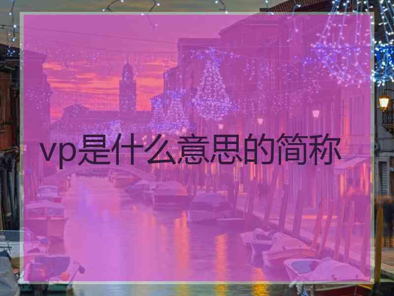 vp是什么意思的简称