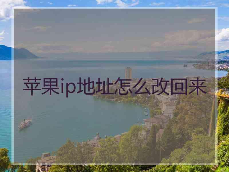 苹果ip地址怎么改回来