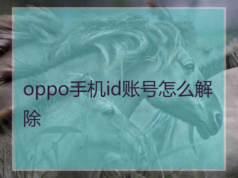 oppo手机id账号怎么解除