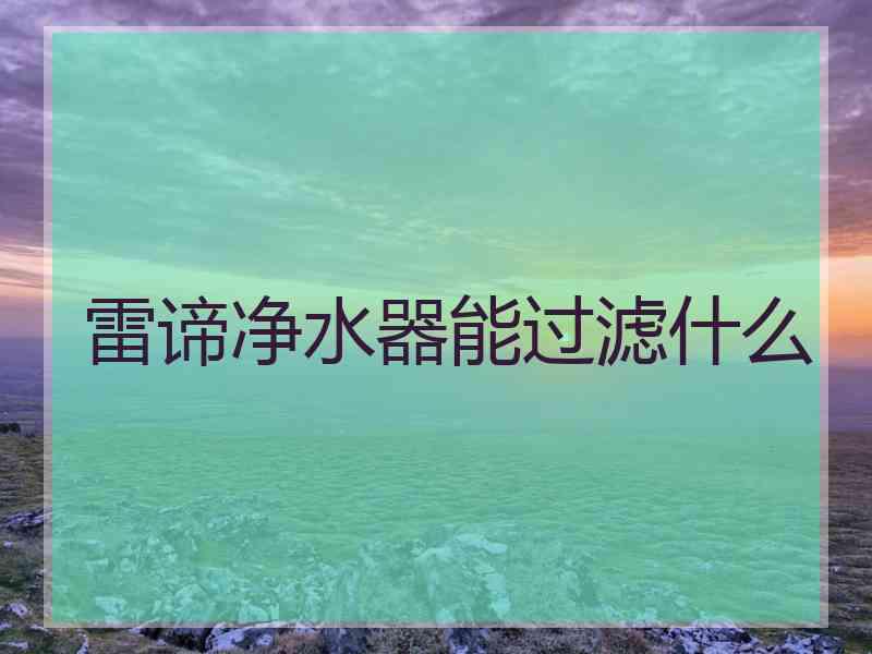 雷谛净水器能过滤什么