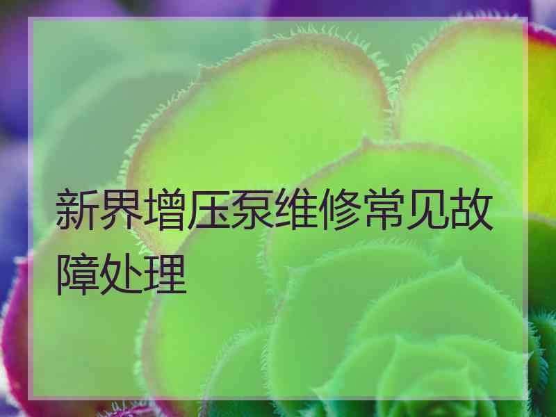 新界增压泵维修常见故障处理