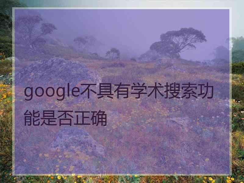 google不具有学术搜索功能是否正确