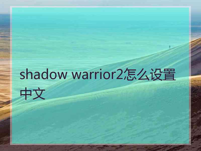 shadow warrior2怎么设置中文