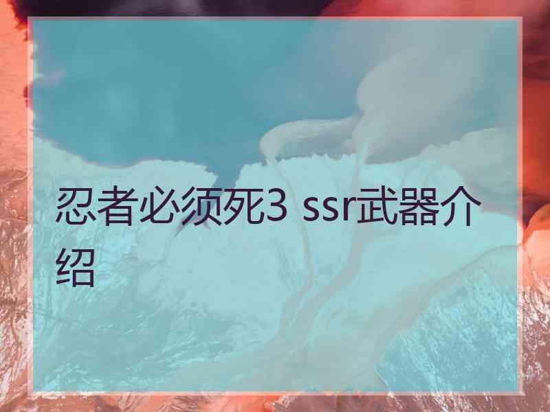 忍者必须死3 ssr武器介绍