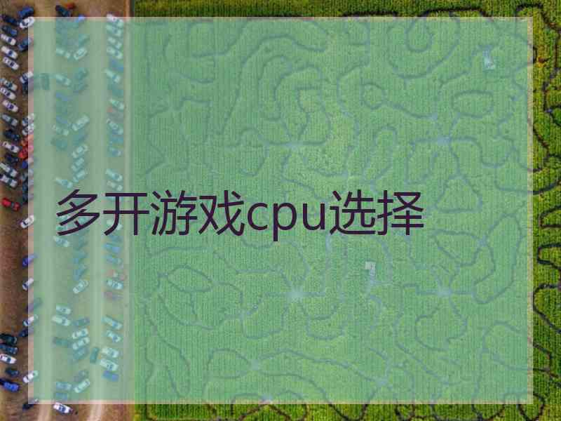 多开游戏cpu选择