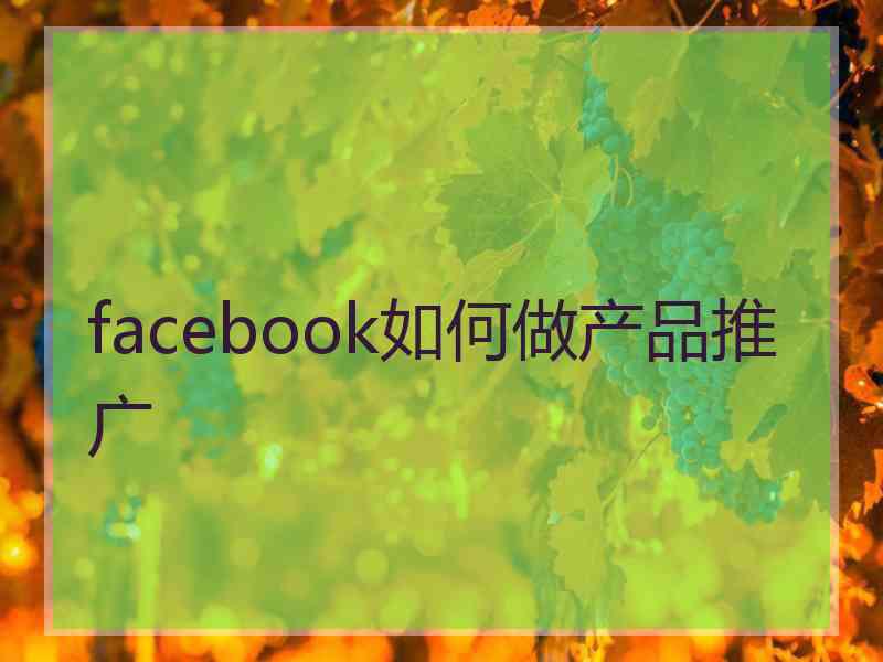 facebook如何做产品推广