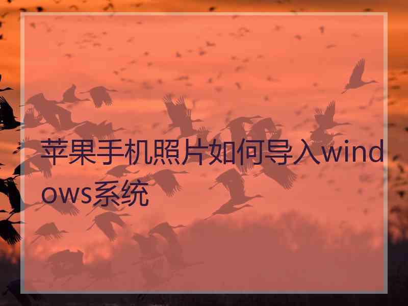 苹果手机照片如何导入windows系统