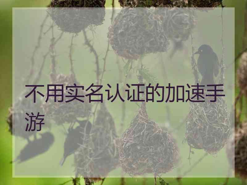 不用实名认证的加速手游