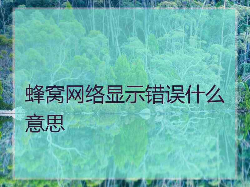 蜂窝网络显示错误什么意思