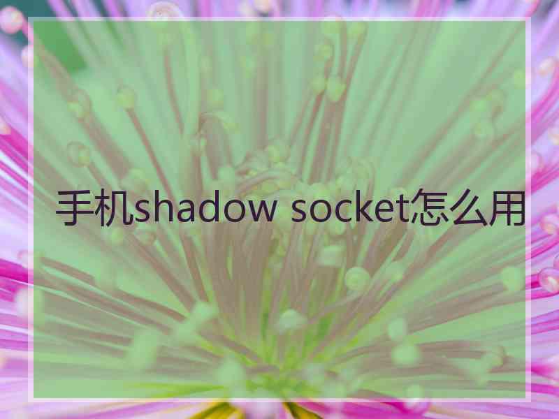 手机shadow socket怎么用