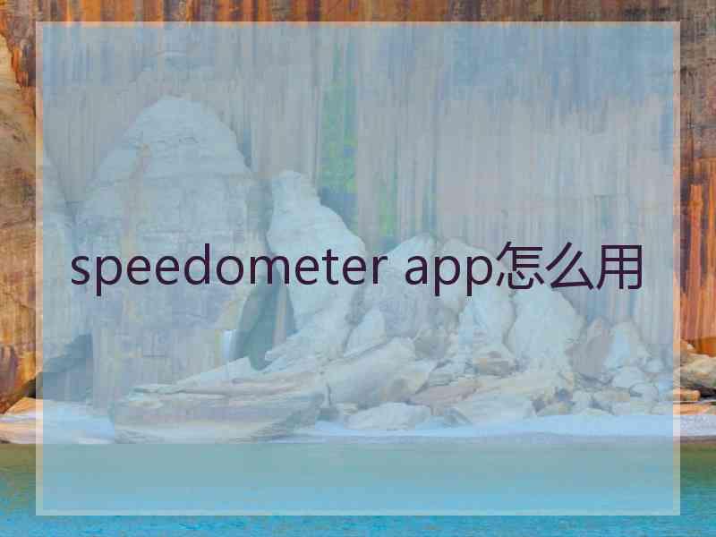 speedometer app怎么用