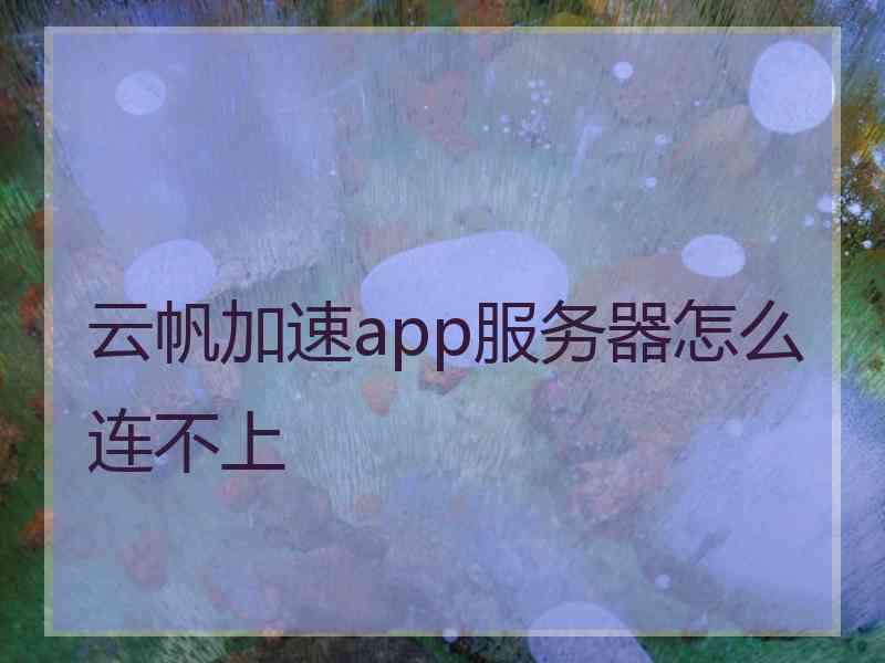 云帆加速app服务器怎么连不上