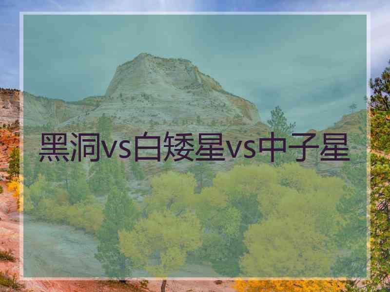 黑洞vs白矮星vs中子星