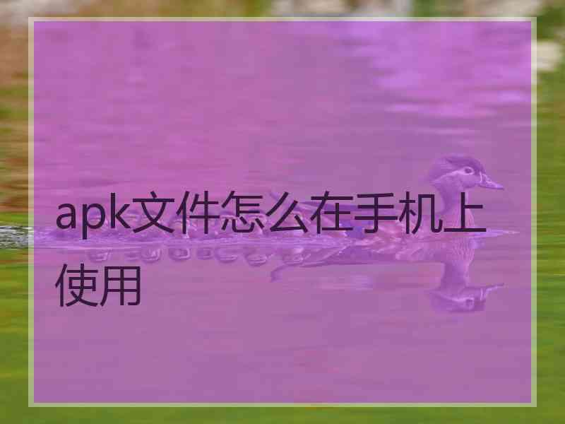 apk文件怎么在手机上使用