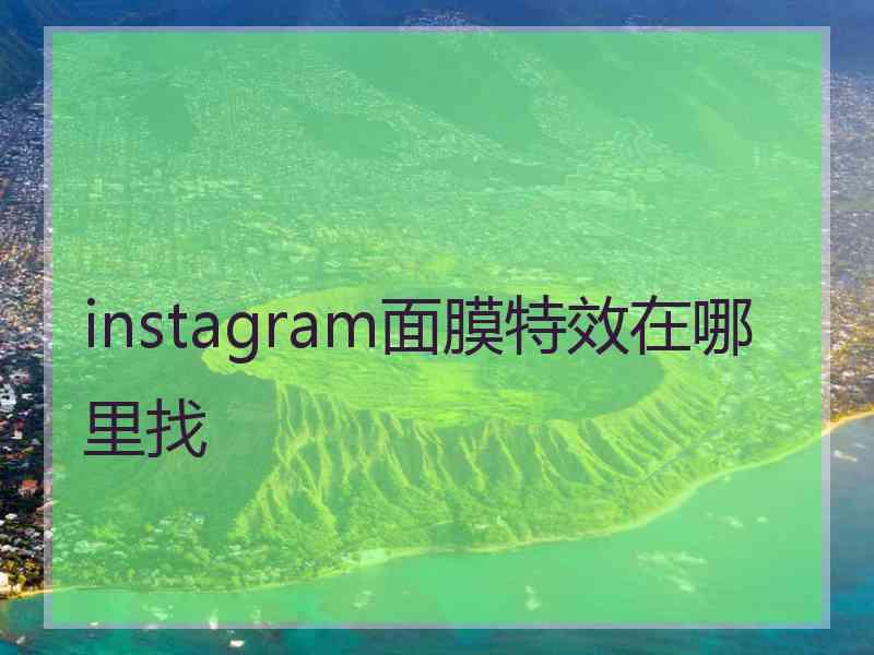 instagram面膜特效在哪里找