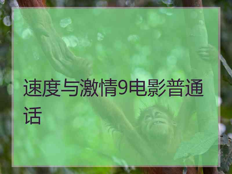 速度与激情9电影普通话