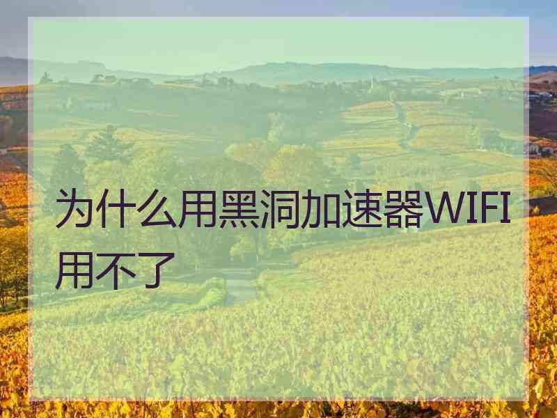 为什么用黑洞加速器WIFI用不了