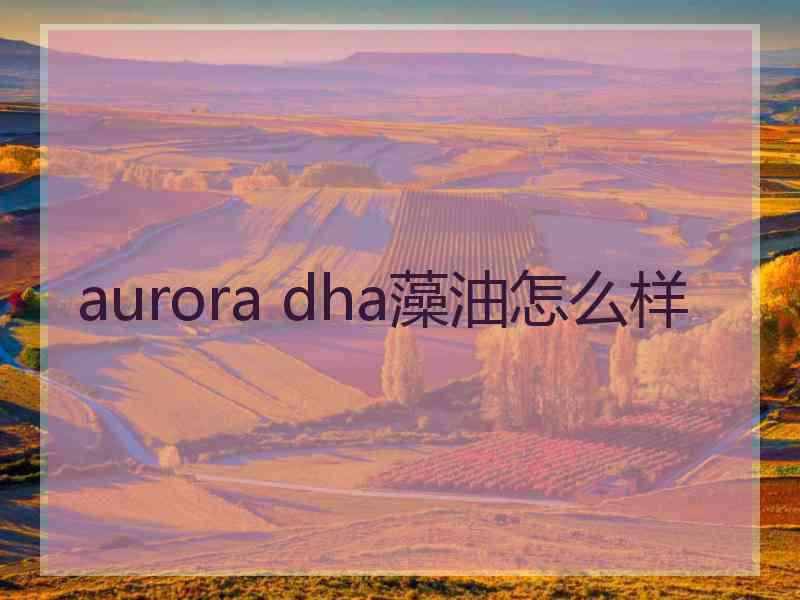 aurora dha藻油怎么样