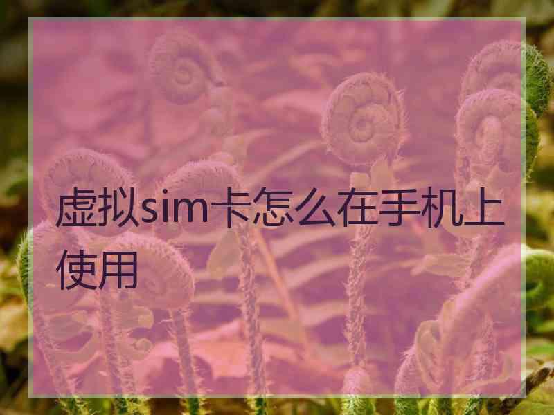 虚拟sim卡怎么在手机上使用