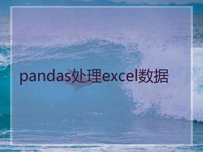 pandas处理excel数据