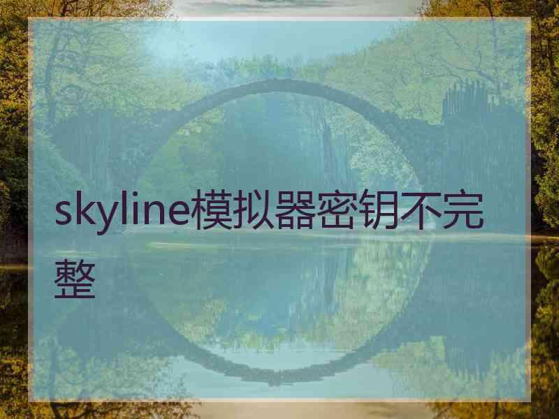 skyline模拟器密钥不完整