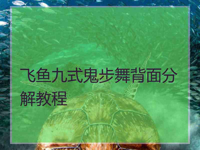 飞鱼九式鬼步舞背面分解教程