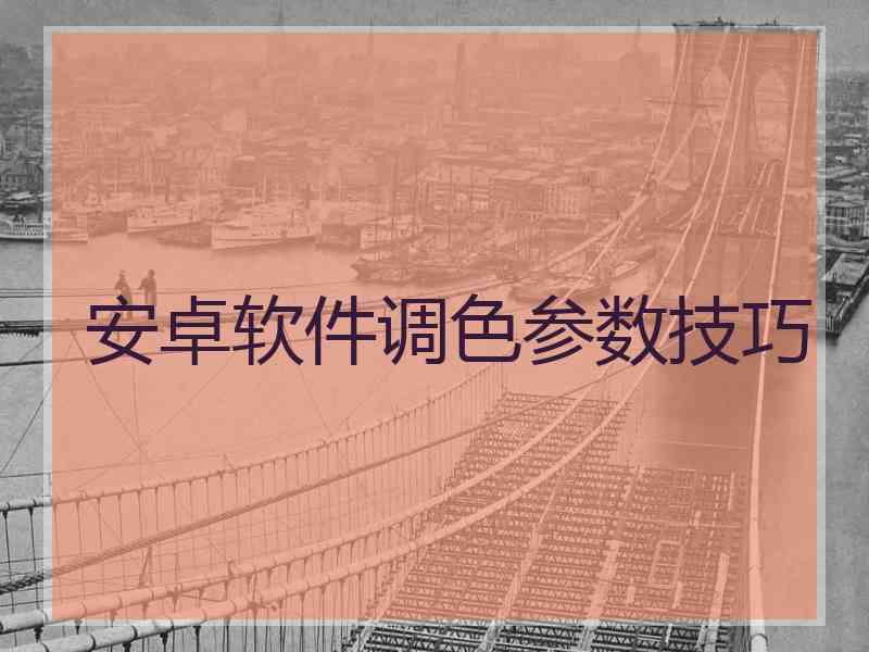 安卓软件调色参数技巧