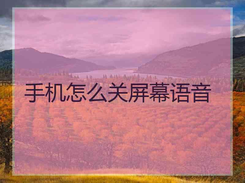 手机怎么关屏幕语音