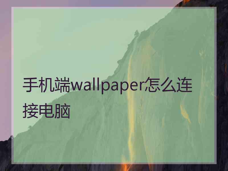 手机端wallpaper怎么连接电脑