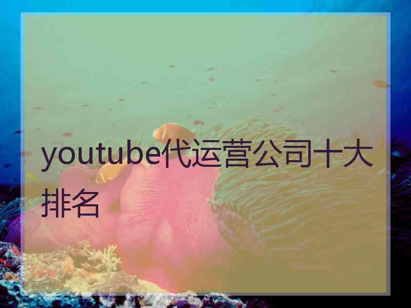 youtube代运营公司十大排名