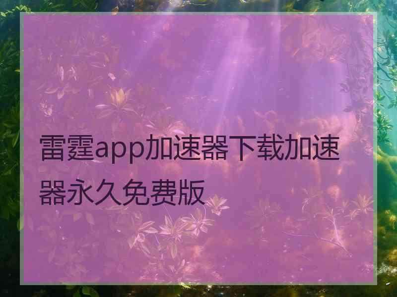 雷霆app加速器下载加速器永久免费版